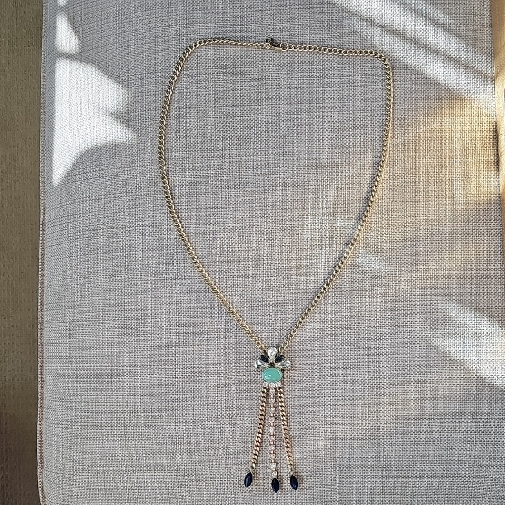 Club Monaco Blue And Turquoise Drop Chain Necklace